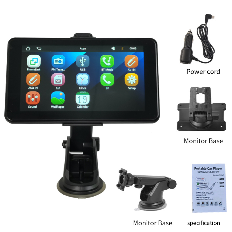 Cross-border new 7-inch portable car MP5 player wireless Carplay car card inserting machine reversing priority