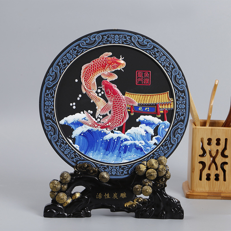 Activated carbon carving crafts activated carbon decoration TV cabinet living room activated carbon carving housewarming gift