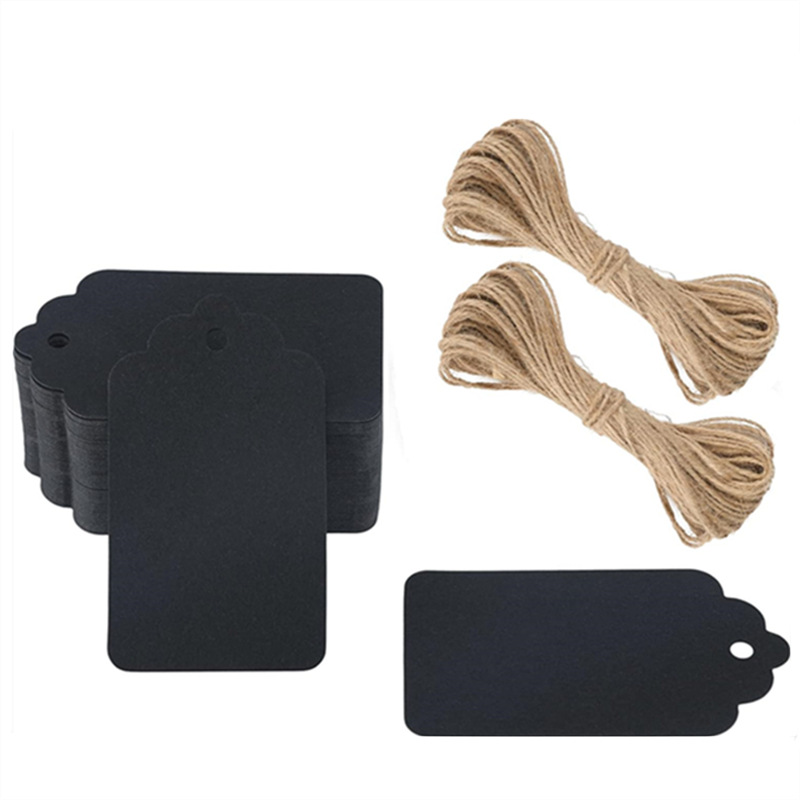 350g Blank Kraft Paper Tag Hanging Card Hemp Rope 10,000 White Card Black Card Bookmark Handmade Snack Label Sticker