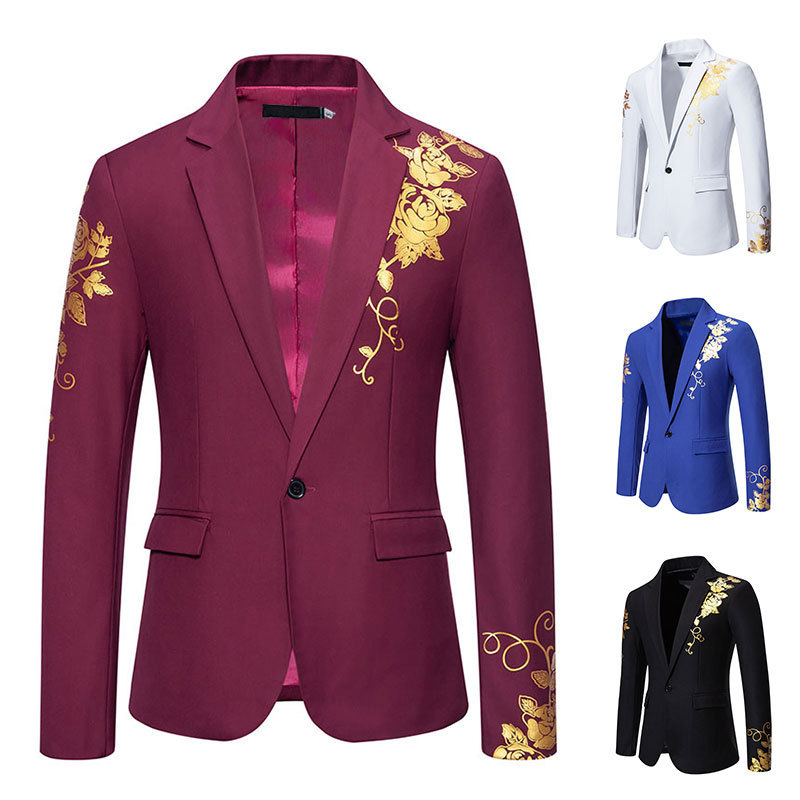 2024 spring and summer new cross-border Men's bronzing suit jacket European size men's casual dress suit wholesale