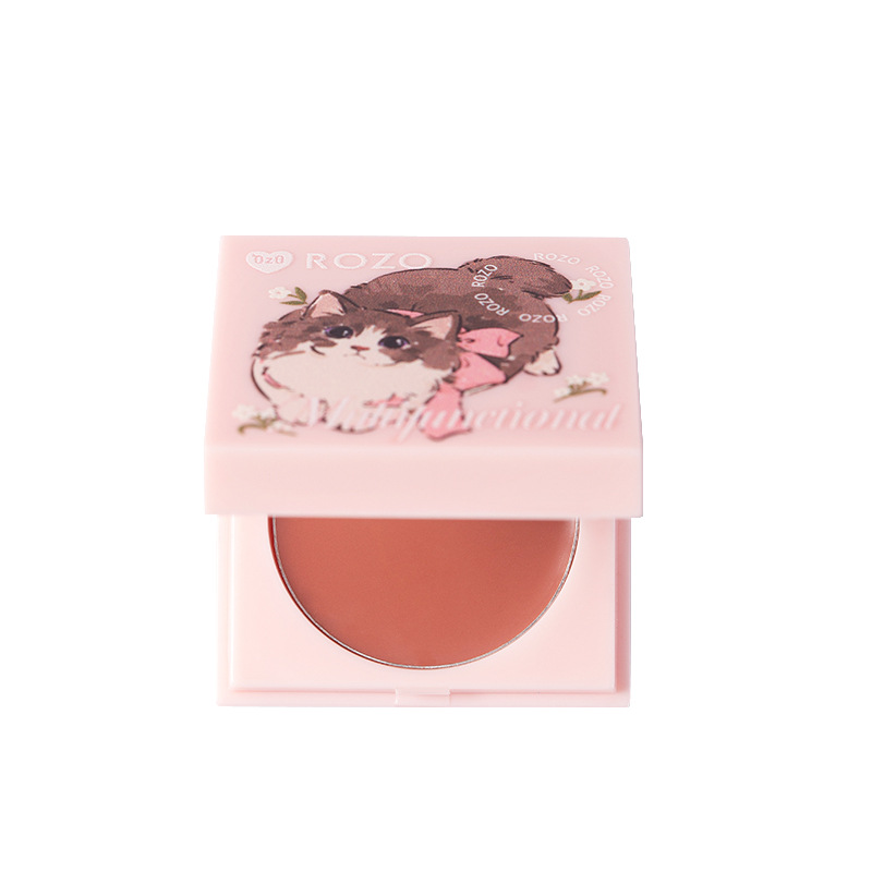 Rozo Pink Cat Multi-Purpose Cream Moisturizing Color Lip and Cheek Blush Three-In-One Brightening Natural Whitening
