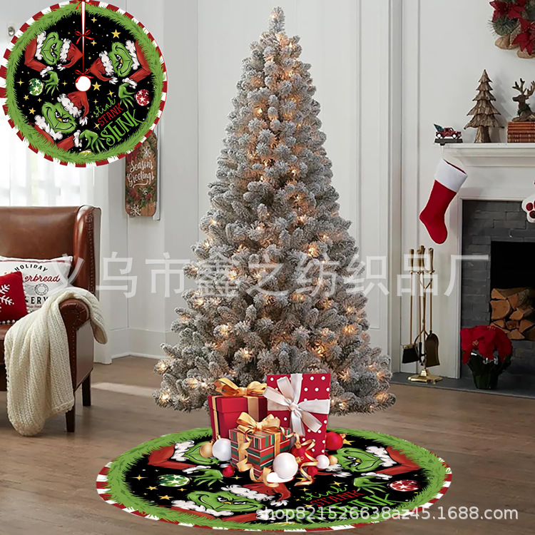 New cross-border Grinch Christmas tree skirt tree base suit Christmas supplies ornaments ornaments wholesale
