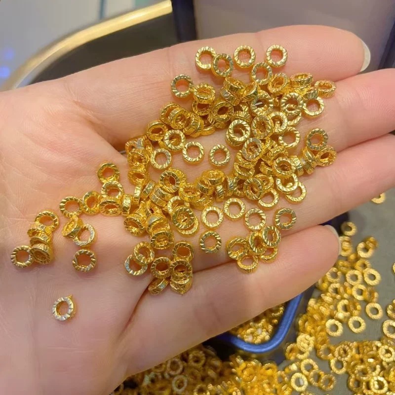 золото 999 золотой молотковый узор маленькое золотое кольцо обернутое сломанным золотым браслетом