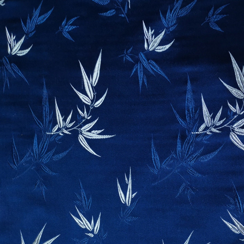 Manufacturer of Large Bamboo Leaf Jacquard Brocade Satin Antique-Style Tang Suit Cheongsam Fabric Pet Clothing Cushion Fabric Silk Material