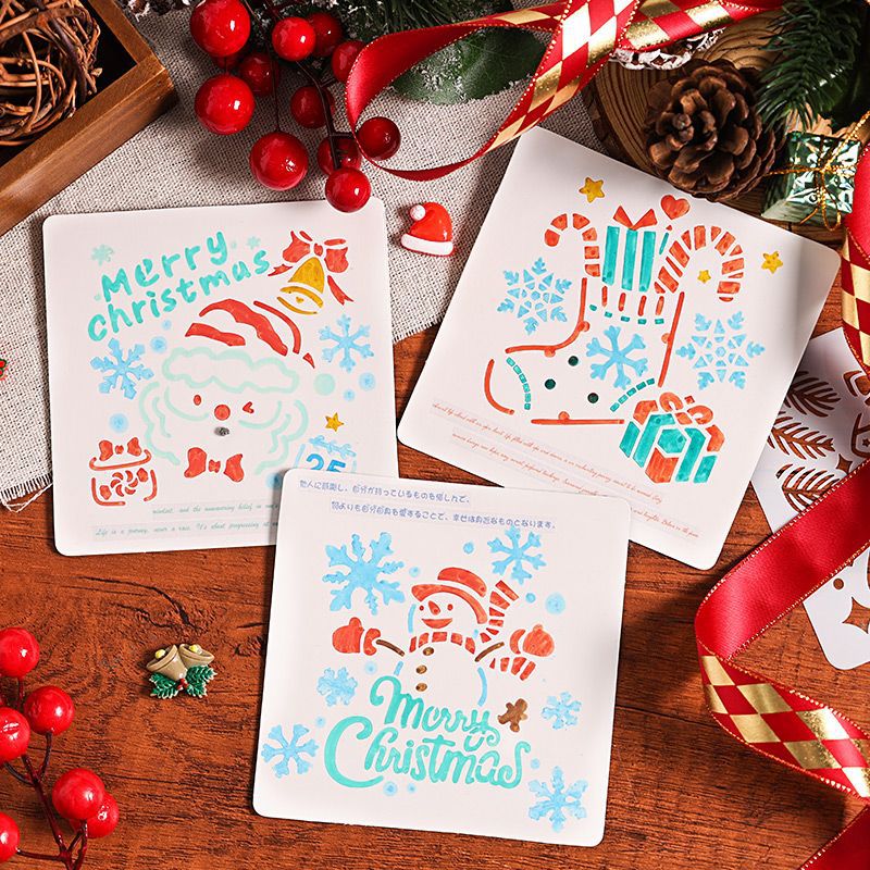 Zabc Christmas Diary Student Handwritten Newspaper Template Hollow Painting Children's Christmas Diary Drawing Template Wholesale