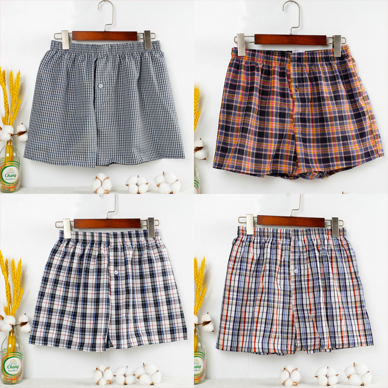 Summer Pajama Pants Shorts Wholesale Loose Men's Home Pants Plaid Outer Wear Home Underwear Arrot Pants Boxer Polyester