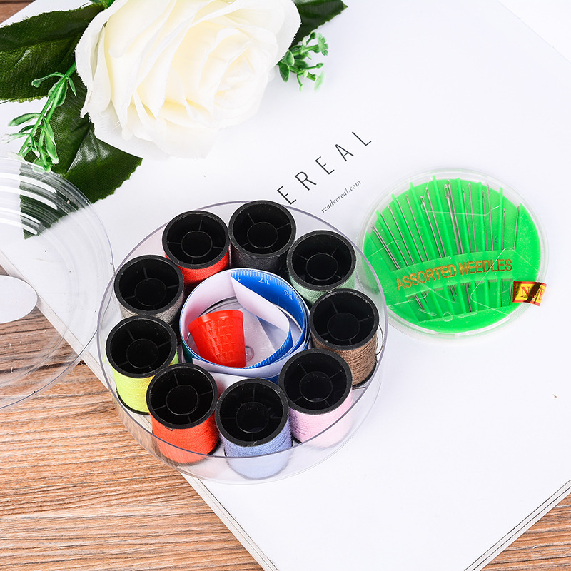 Nine thread suit household hand sewing sewing bag tape ruler thimble round nine thread storage sewing box wholesale
