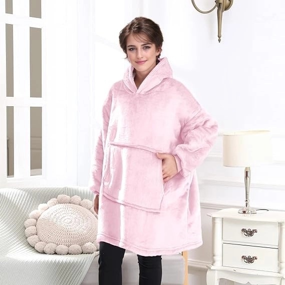 Cross-border Children's Lazy Blanket Pajamas Huggle Hoodie TV Blanket Outdoor Cold-proof Hooded Fleece Warm