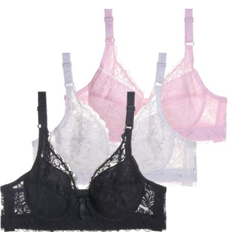 European and American underwear full lace sexy thin cotton chubby girl large Cup plus size adjustable bra