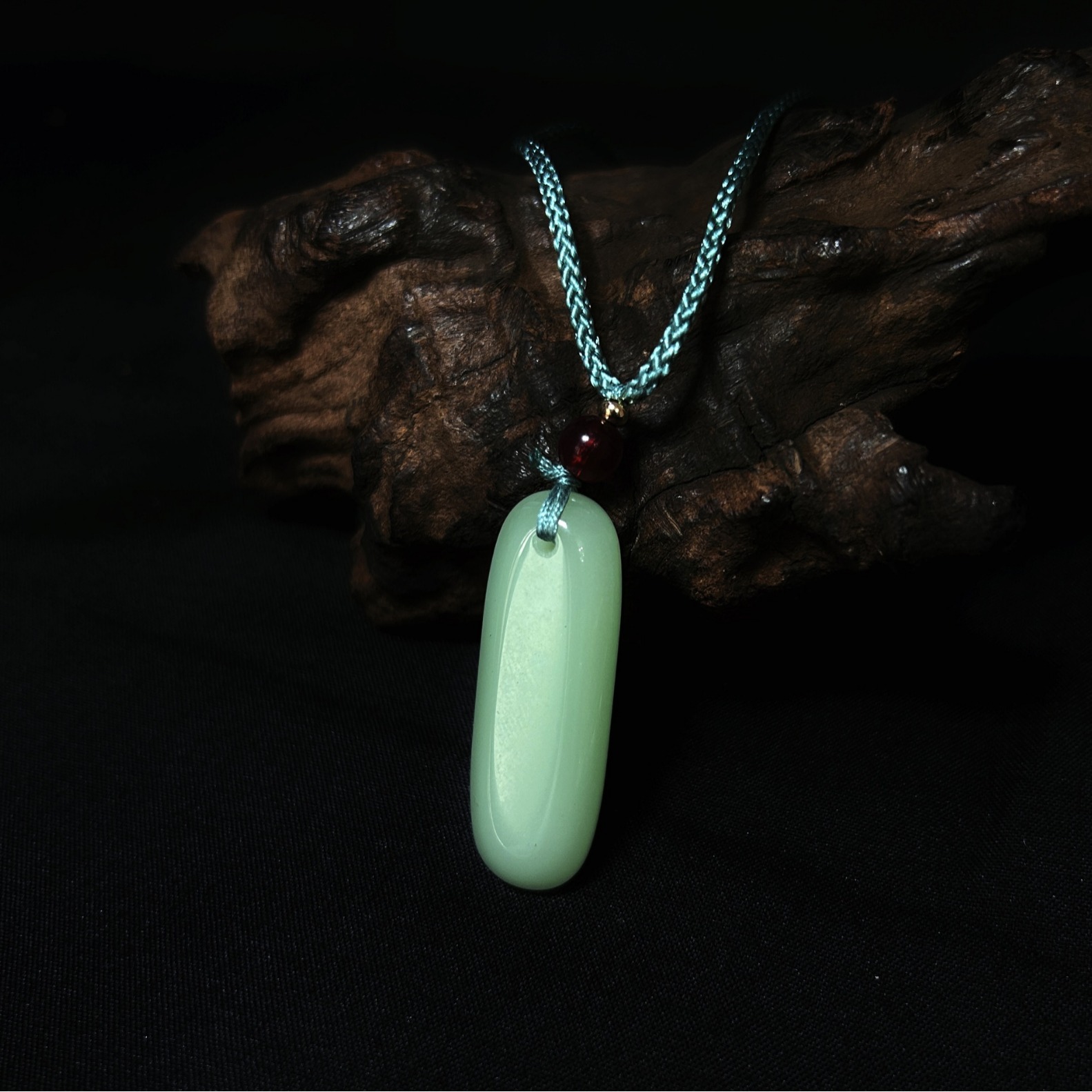 Natural Hetian Jade Pendant Small Green Strip Peace Amulet Necklace Live Streaming Promotion National Style Pendant