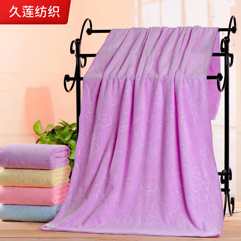 Factory wholesale microfiber embossed bath towel 70*140 absorbent colorful large towel tube breast bath towel beach towel