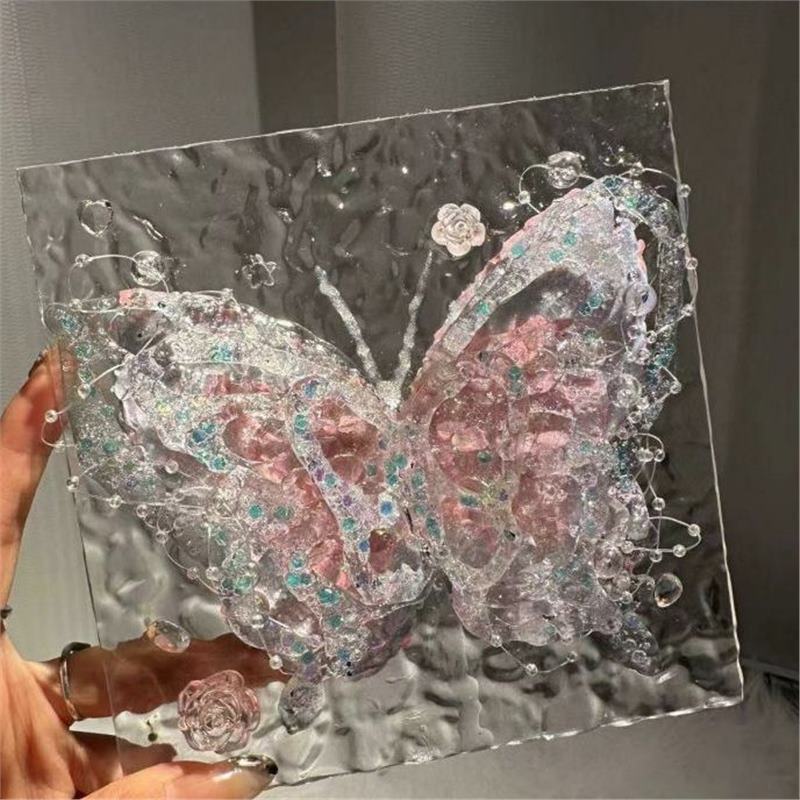 Chinese Valentine's Day Handmade DIY Stereo Butterfly Acrylic Board to Make Water Ripple Butterfly Painting Creative Night Light for Girlfriend