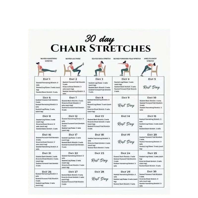 Amazon 2025 New Three-In-One 30-Day Chair Exercise Yoga Stretch Set Poster Decoration Art