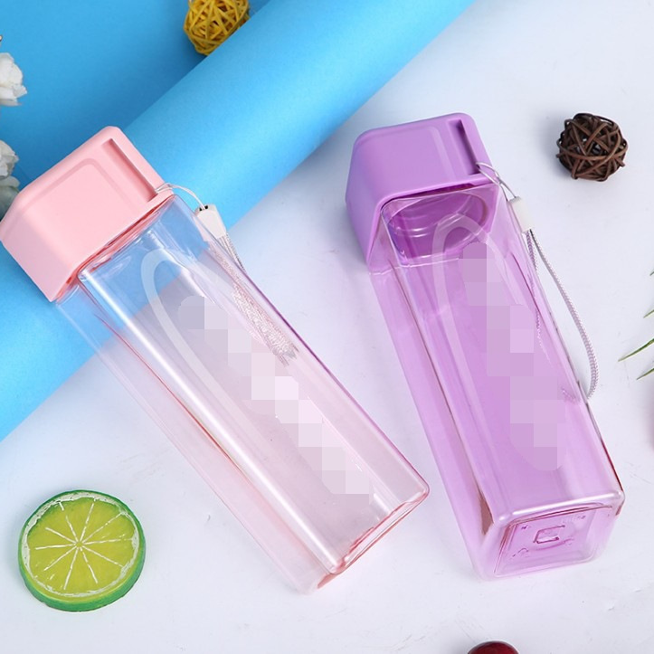 Cup Simple Square Cup Universal Plastic Milk Tea Cup Storage English Student Kidsren's Portable Sports Water Cup Gift