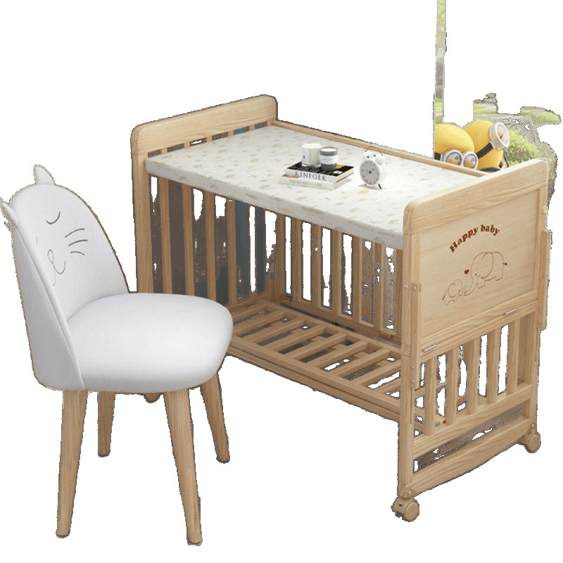 Multifunctional Solid Wood Crib Cradle Bed Kidsren's Bed Variable Desk Baby Bed Removable Bb Bed Export Wholesale