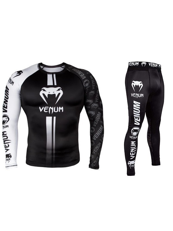 Venom suit Boxing Long-sleeved Tights Fighting Training Suit Sanda Suit Fitness Trousers Quick-drying Two-piece Set