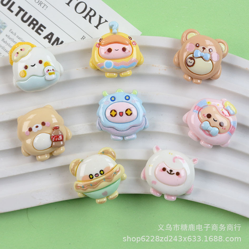Cartoon glossy egg Baby series resin accessories cream glue diy mobile phone case hairpin pendant material wholesale