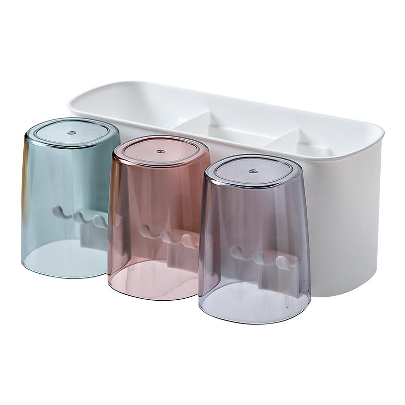 Toothbrush Holder Set, Punch-Free Wall-Mounted Toothpaste Squeezer, Brushing Teeth, Mouthwash Cup, Bathroom Storage Box, Storage Rack