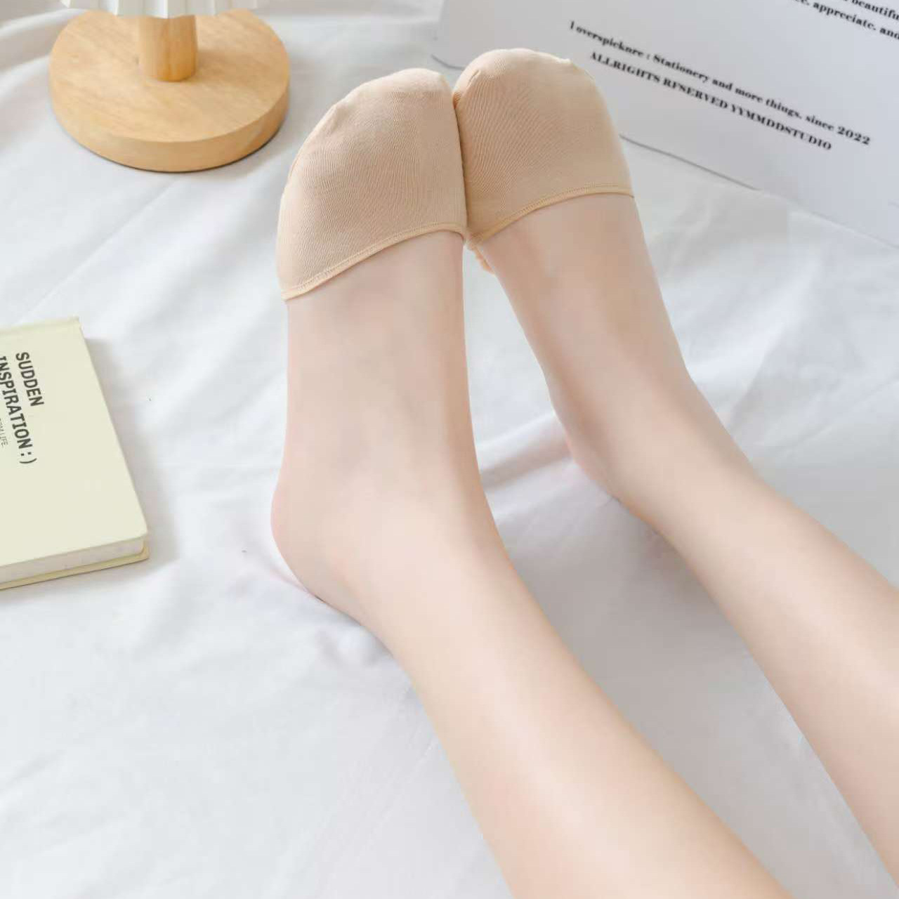 New Large Size Pure Cotton Half-Palm Socks, Forefoot Socks, High-Heeled Shoes Socks, Non-Slip, Sweat-Absorbent Forefoot, Super Invisible Women's Feet