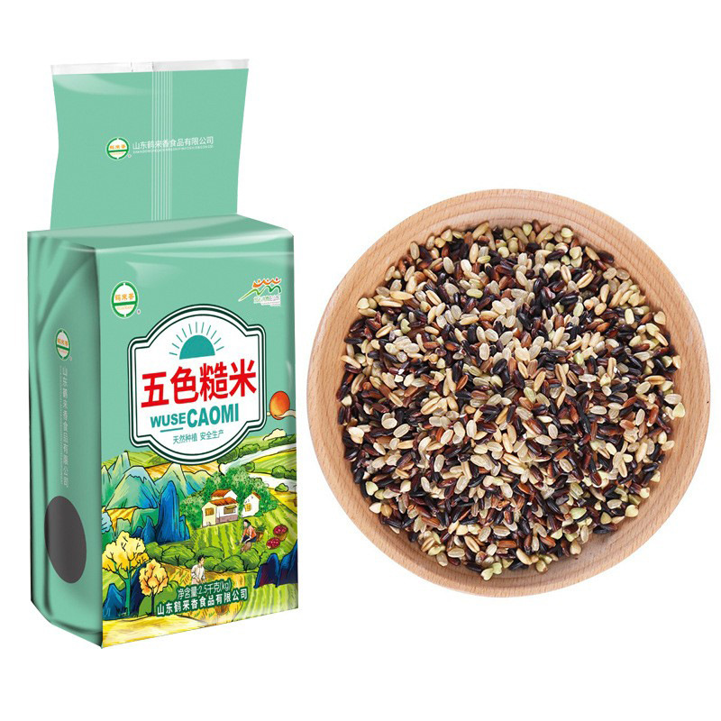 Five-color brown rice 5kg vacuum square brick 2.5kg black rice red rice brown rice oat rice buckwheat rice cereals