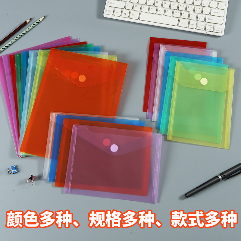 Wholesale A5 Horizontal Transparent Snap File Bag A7 Vertical Bill Bag Storage Archive Information Velcro File Bag