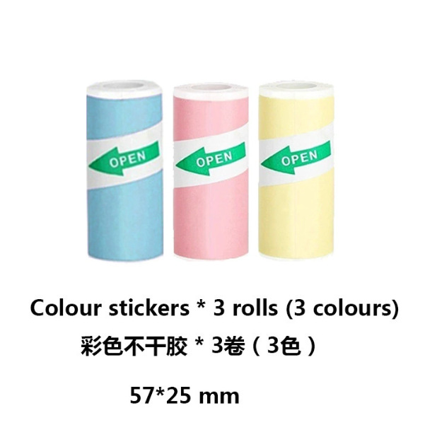 2025 New Mini Printer Package Accessories with Colorfulful Self-Adhesive Printing Paper 5 Rolls of Cartoon Stickers