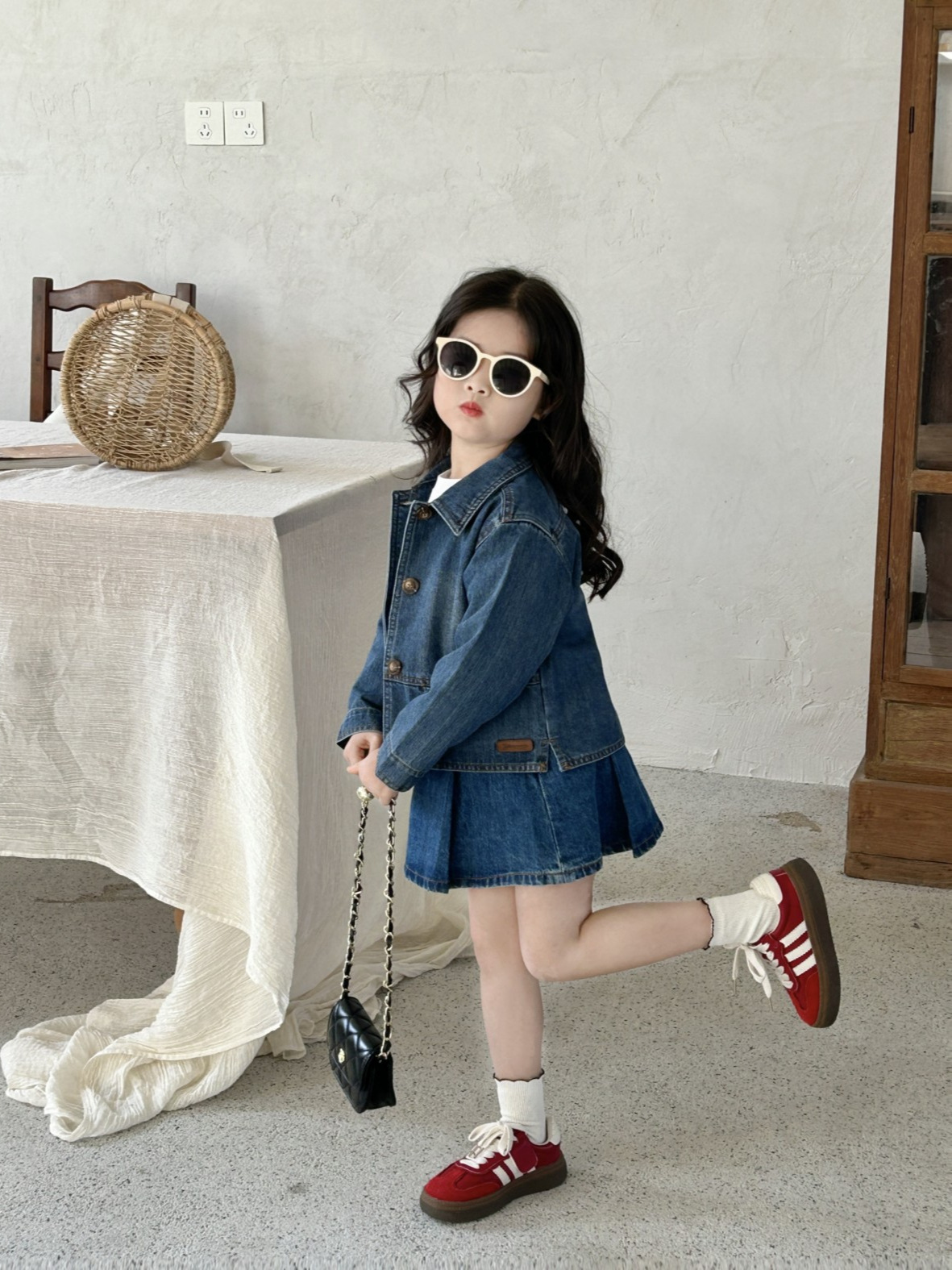 2025 Spring Girls' Coat Korean Style Children's Denim Jacket Western Style All-match Skirt