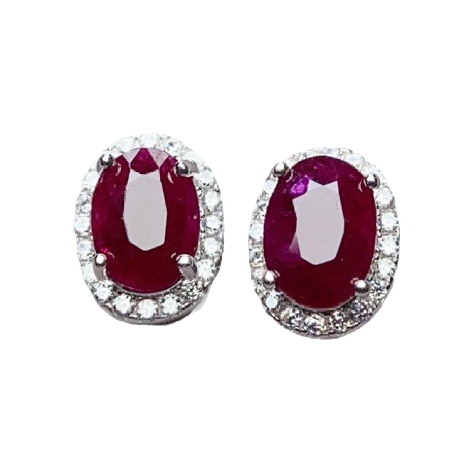 Amazon Cross-Border Supply of Natural Ruby S925 Silver Earrings Niche High-End 5*7 Earrings Factory Wholesale