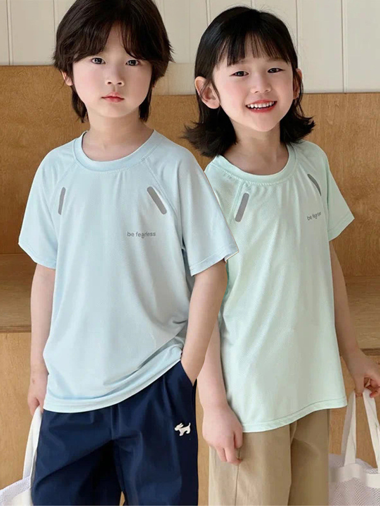 Быстросохнущие футболки для мальчиков и девочек летние с коротким рукавом