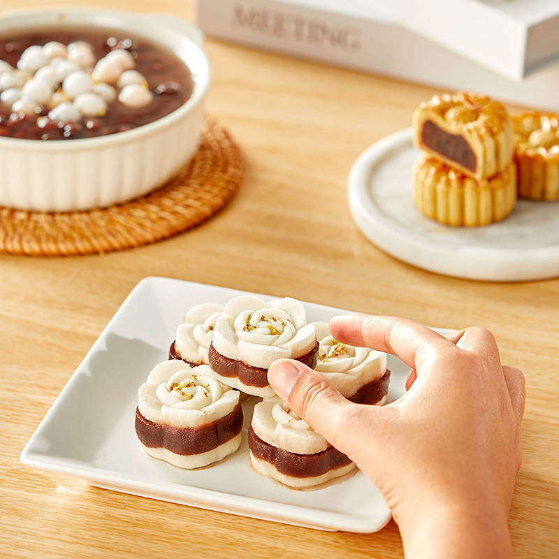 Exhibition art low sugar red bean paste stuffing soup round bread cake raw material egg yolk crisp moon cake filling baking raw material 500g