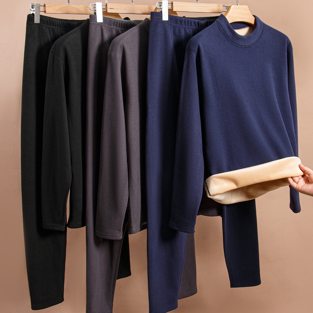 Термокомплект из бархата для мужчин среднего и пожилого возраста, утолщенный, осенние брюки и нижняя рубашка, оптовая продажа