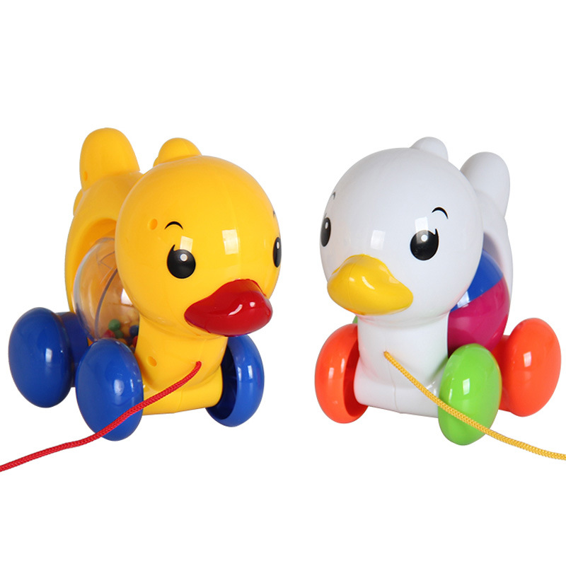 Baby drag toddler toy car kindergarten children 1-3 years old traction hand pull rope Bell duck pull string puppy