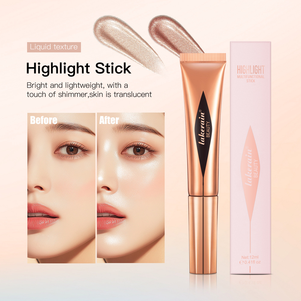 Lakerain High-Gloss Contouring Pen Sponge Head Pearlescent Fine Glitter Beauty Stick