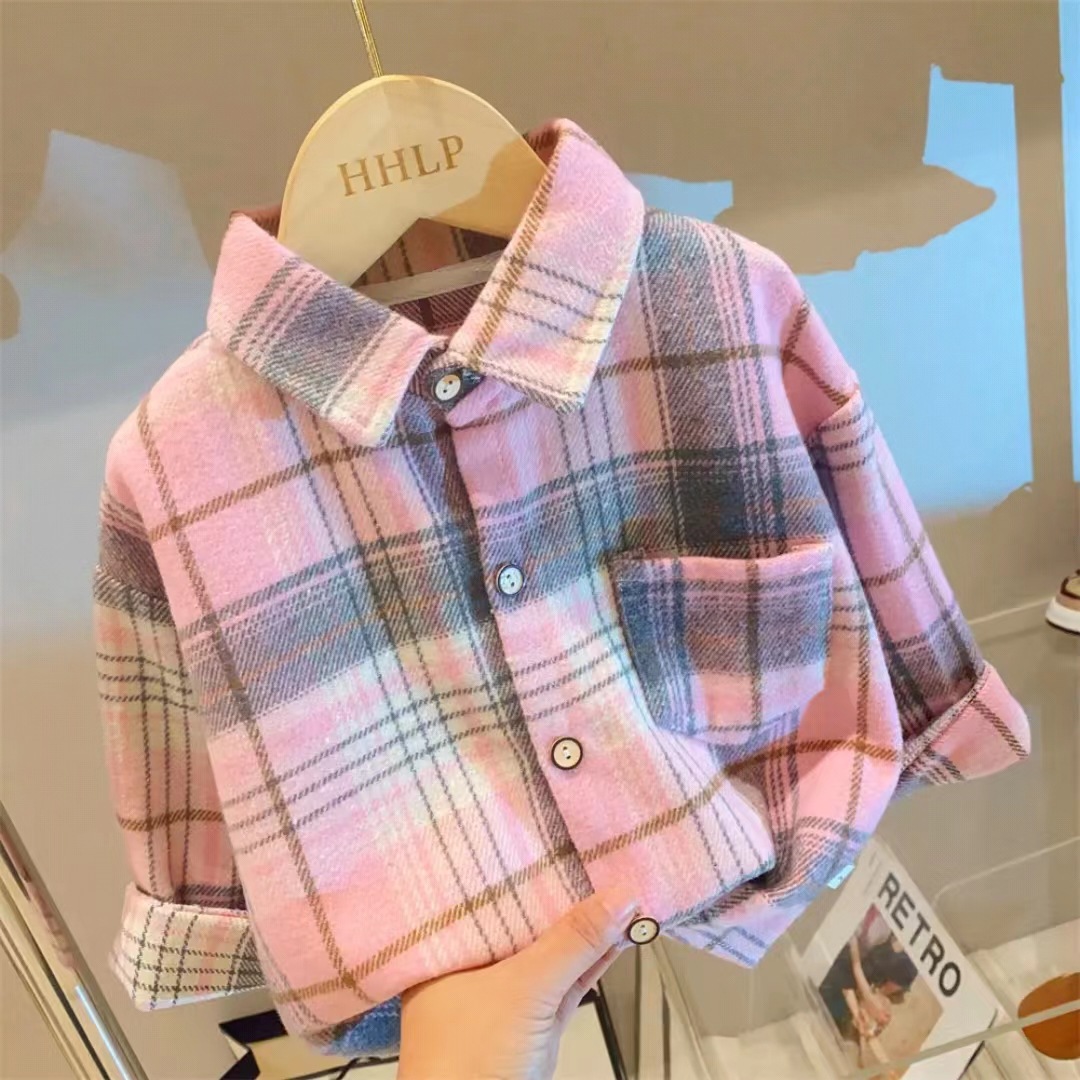 2024 New Autumn Retro Children's Shirts Korean Style Lapel Shirts for Boys and Girls Fashionable Children's Clothing Dropshipping