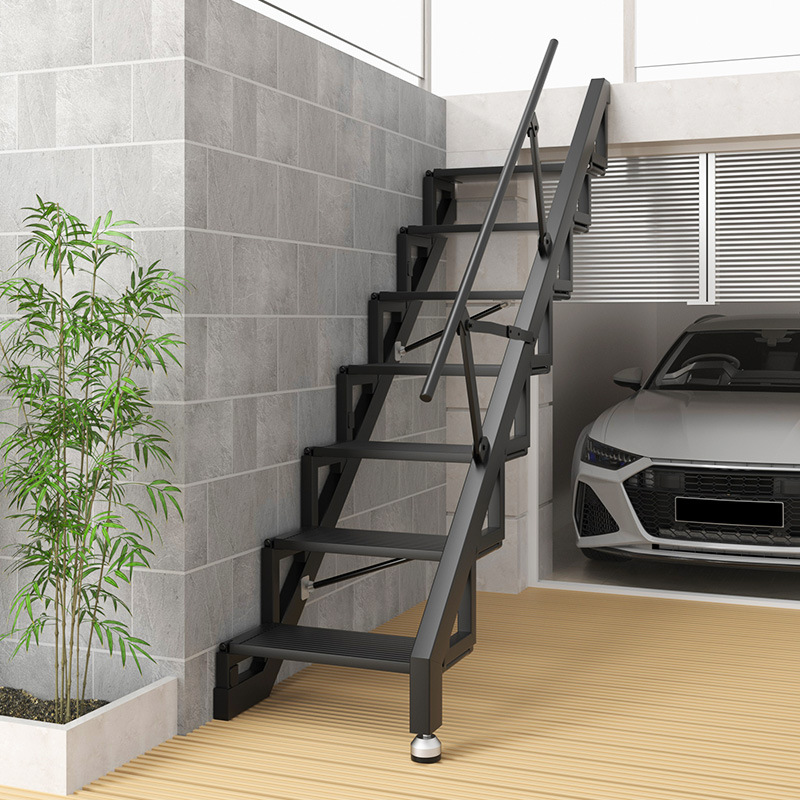 All-aluminum alloy full-welded wall ladder villa attic folding simple ladder customizable duplex loft leaping armrest