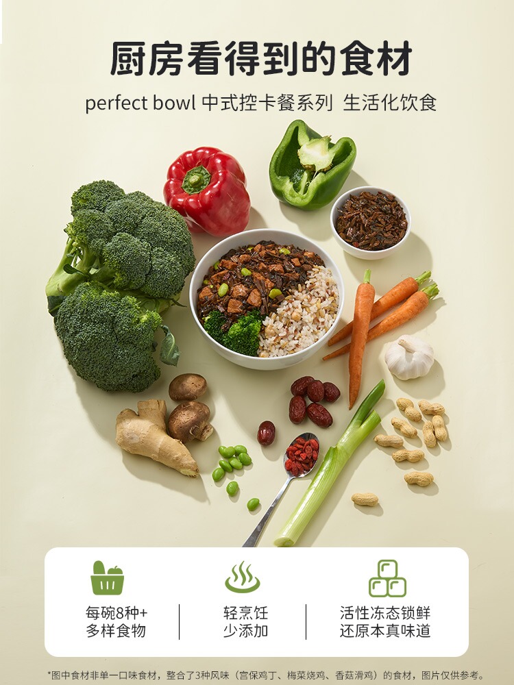 Chinese Light Food Fitness Card-Controlled Meal Replacement No-Cook Full Meal Microwave Ready-To-Eat Frozen Simple Meal Perfectbowl