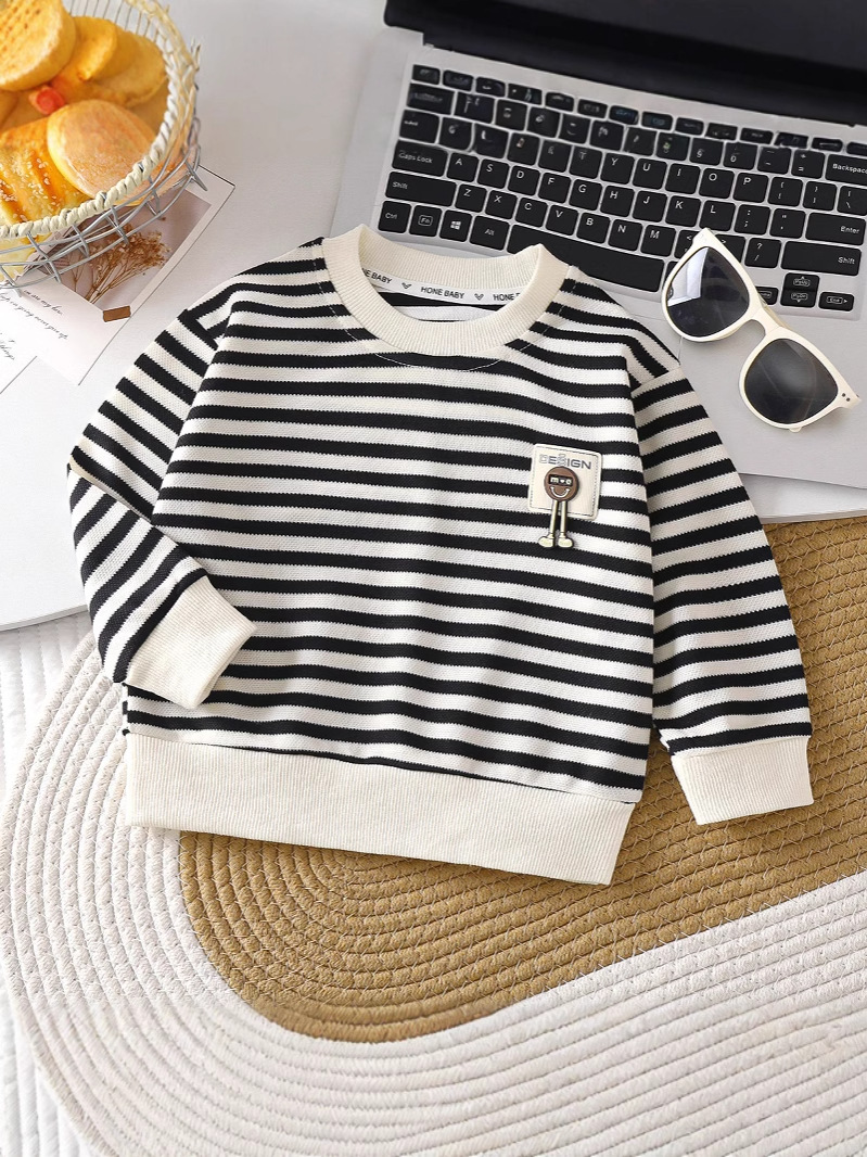 Children's Spring and Autumn Sweatshirt 2025 New Striped Pullover Sugiyama Boys Spring and Autumn Long Sleeve Sweatshirt Girls Outer Wear Top