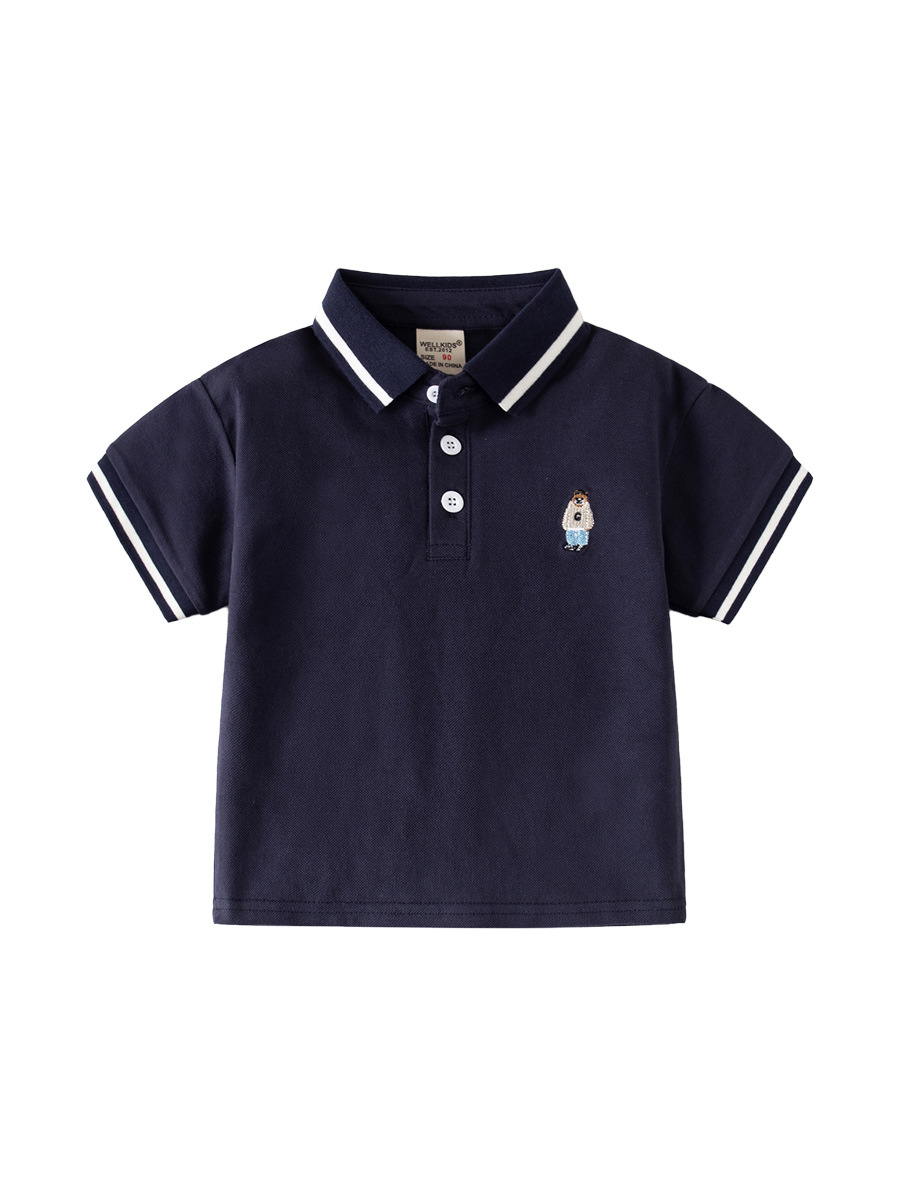 Boys Short Sleeve T-Shirt 2025 New Children Embroidered POLO Shirt Baby Short Sleeve Top Fashion Cartoon Children's Wear Batch