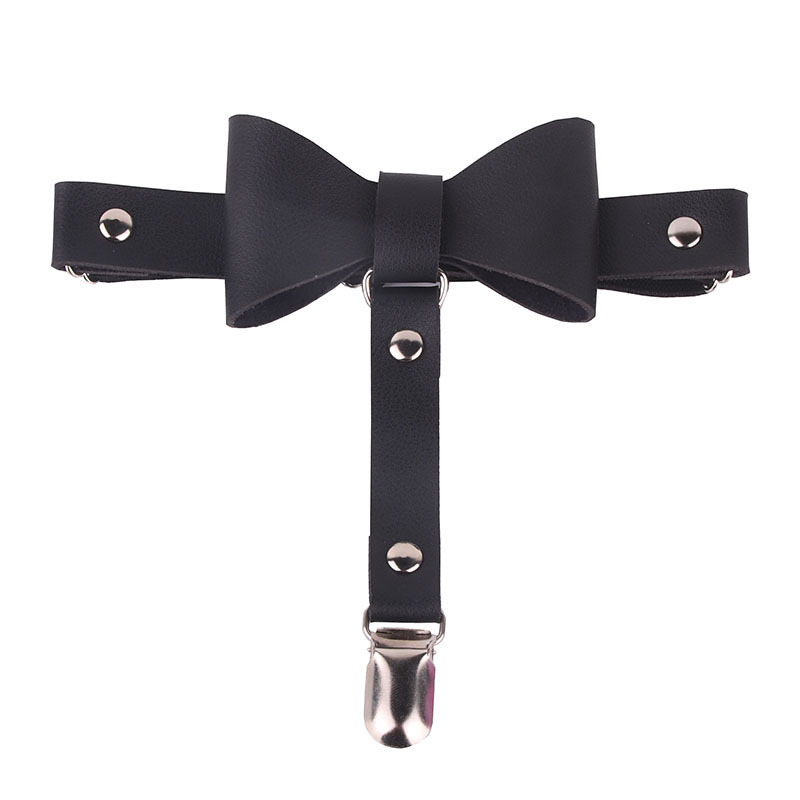 Factory self-selling sexy leather bow leg ring Japanese Korea Harajuku adjustable elastic multi-purpose Garter accessories