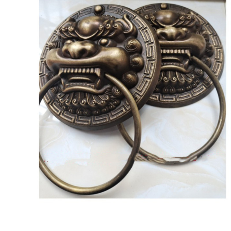 Антикварное дверное кольцо, старомодная дверная ручка, львиная голова, большая ручка для двойной двери, бронзовая ручка