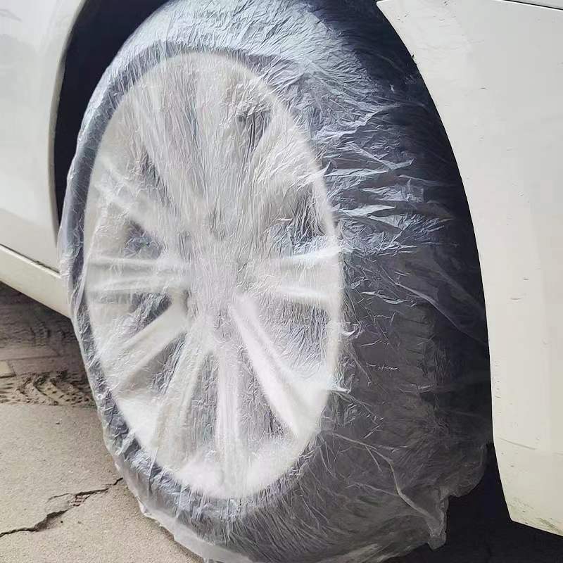 Car Disposable Tire Cover Transparent Plastic Tire Wheel Hub Protective Cover Dust-proof General Maintenance Painting Car Wash