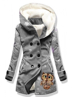 Autumn and Winter Cross-Border Amazon Digital Printing Double-Breasted Velvet Hooded Jacket