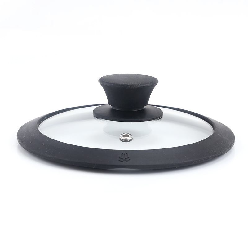G-Shaped Double-Hole Pot Lid with Heightened Glass Silicone Transparent Curved Tempered Cover, Splash-Proof and Explosion-Proof
