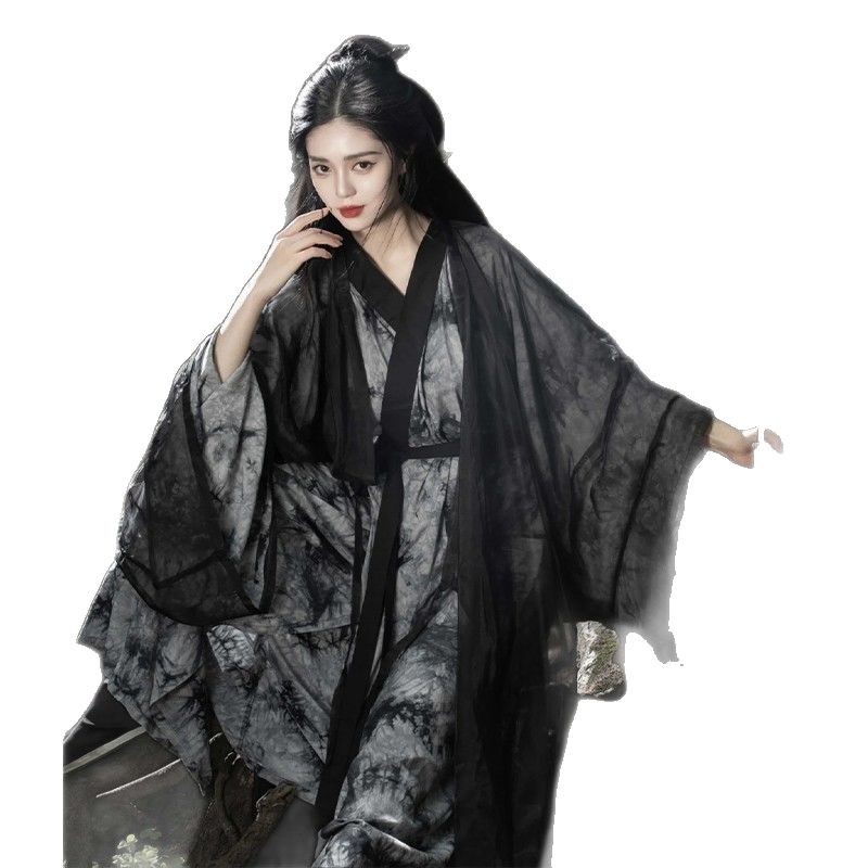 Black Hanfu Adult Martial Arts Female Style Fairy Style Wei Jin Style Super Fairy Cool Feeling Elegant Antique Style suit Women's Spring