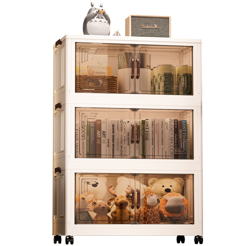 Installation-Free Removable Folding Storage Cabinet Household Kitchen Bedroom Storage Cabinet Multi-Layer Toy Snack Storage Cabinet