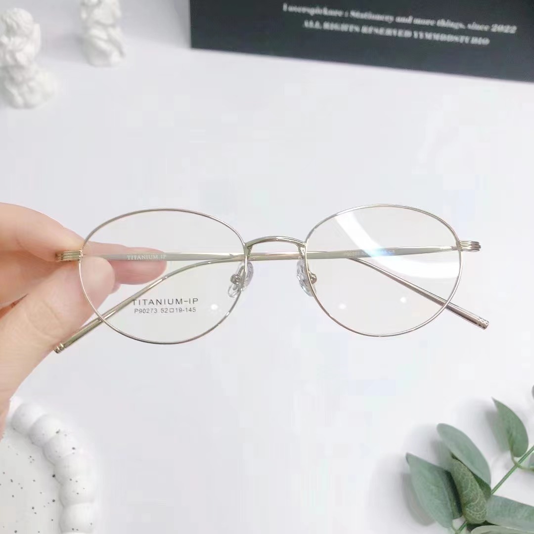 Internet Celebrity Retro Fashion Ultra-Light Titanium Cat Eye Polygonal Glasses Frame Myopia Glasses for Women Flat Glasses for Men and Women