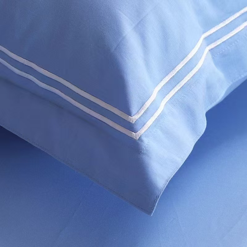 Custom-Made Three-Piece Set for Government Agencies, New Standard Light Blue Dormitory Bed Sheets, Quilt Cover, Quilt Cover and Mattress Cover
