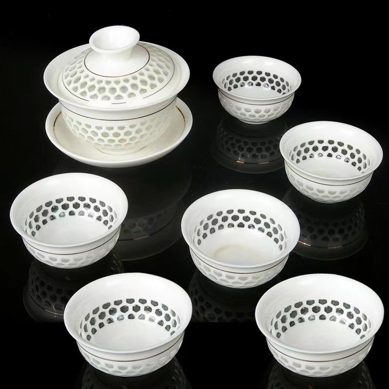 Чайный набор Honeycomb, изысканная полая чаша, белый фарфор, кунг-фу, креативная чаша