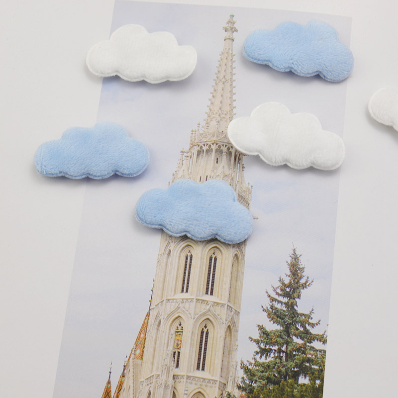 аппликация из двойного плюша белое облако 42*23 мм DIY головной убор заколка для волос бантик декоративные аксессуары для одежды шляпы обуви шва