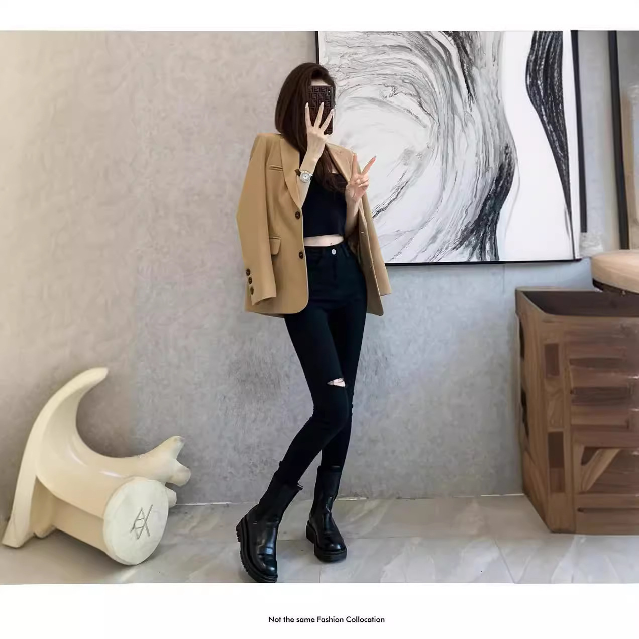 Suit Jacket for Women Spring 2025 New Elegant Korean Style Versatile Small Work Clothing Khaki Suit Top for Women